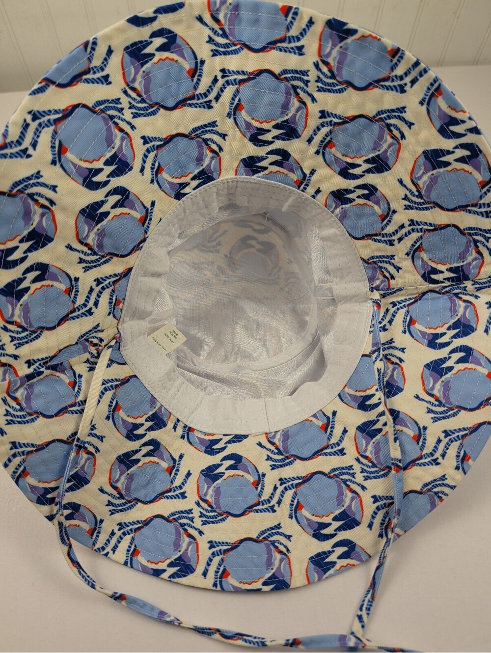 Vera Bradley Crab Print Wide Brim Sun Hat Blue One Size - Picture 2 of 6